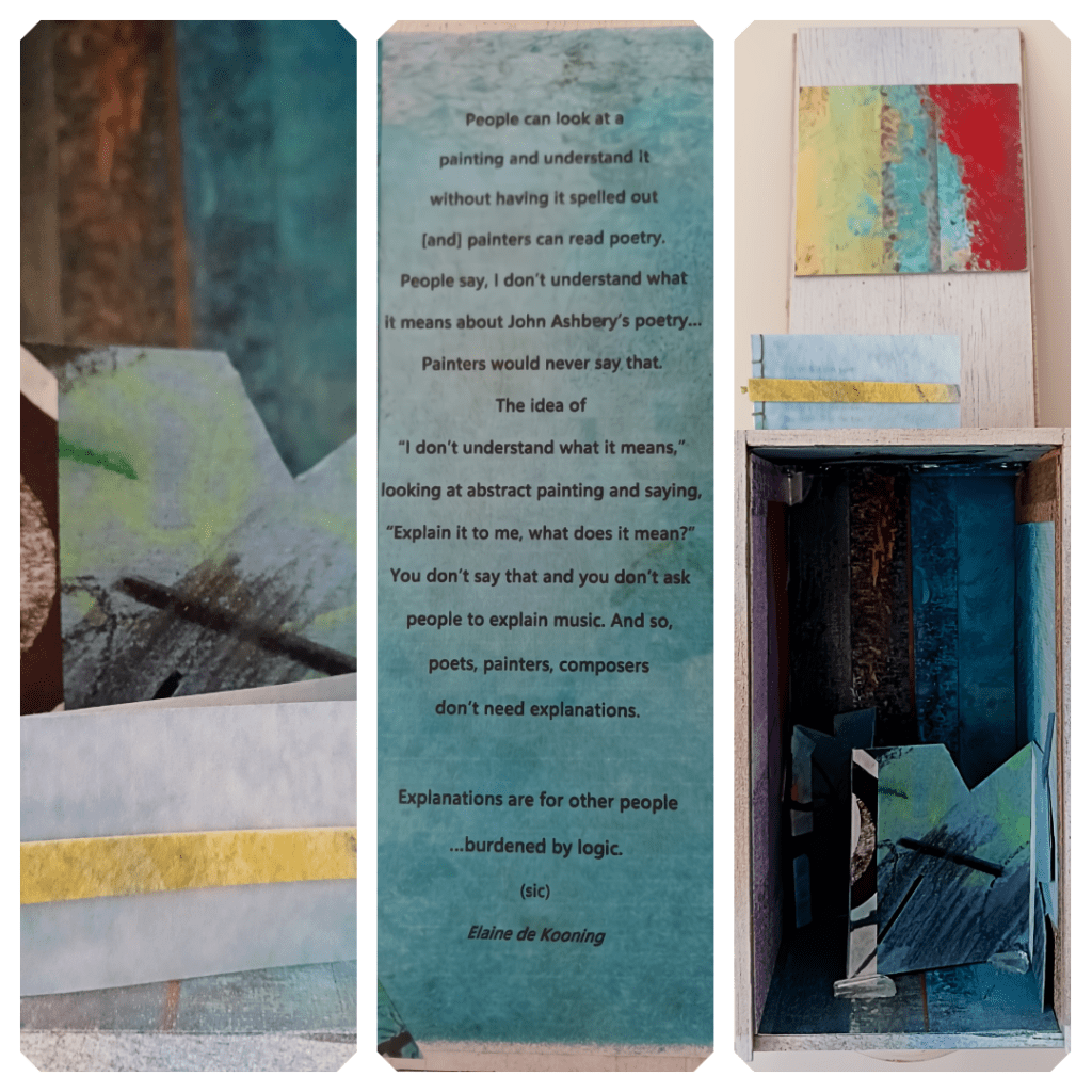 assemblage to honor the 9th St.  women abstract artist who changed the art world.